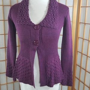 Lacoste purple two button cardigan with collar